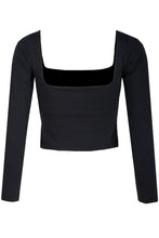 Load image into Gallery viewer, LA ESQUINA BLACK LONG SLEEVE SQUARE TOP | ESSENTIALS
