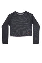 Load image into Gallery viewer, AÈRO BLACK LONG SLEEVED MESH TOP | ESSENTIALS
